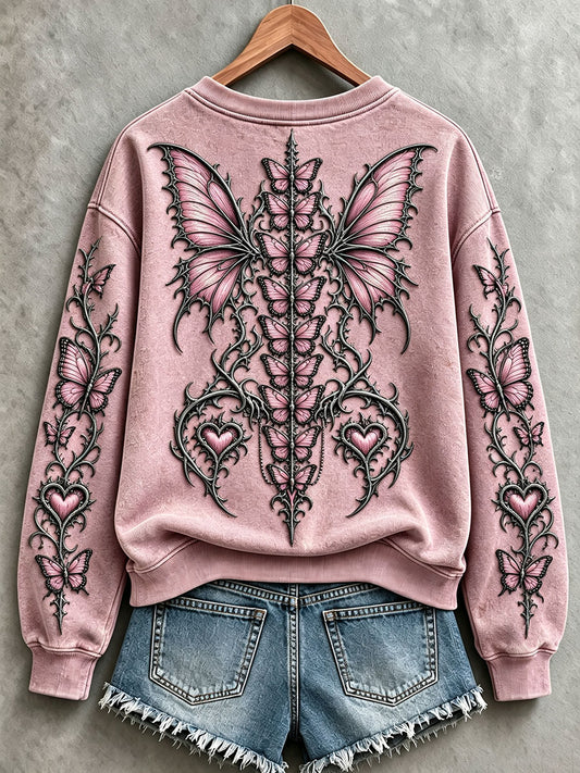 Women's Breast Cancer Awareness Gothic Butterfly Sweatshirts