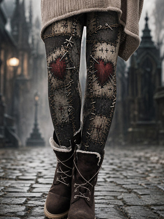 Women's Halloween Patchwork Print Leggings