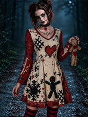 Women's Gothic Voodoo Doll Art Dress