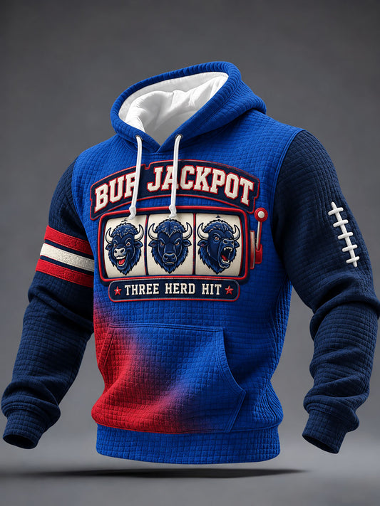 Men's Football Lover Buffalo Art Printed Hoodie