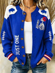 Women's Football Lover Buffalo Print Casual Cardigan