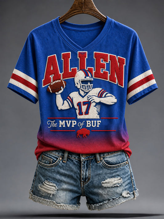 Women's Football Lover Buffalo Art Printed T-shirt