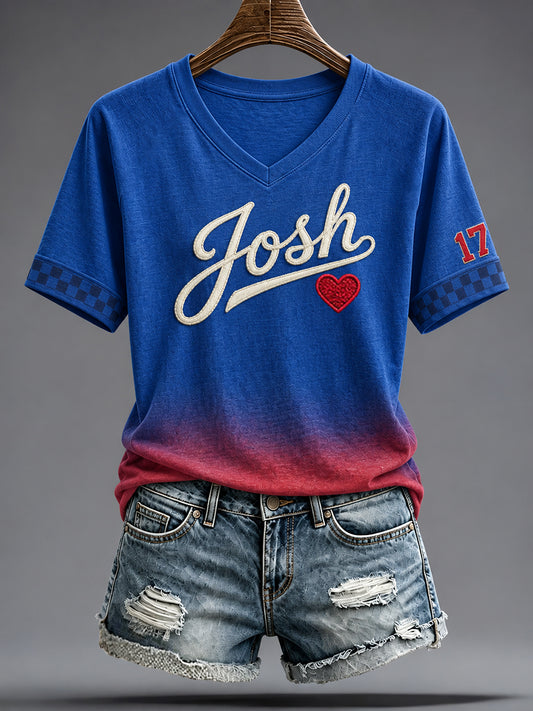Women's Football Lover Blue&Red Art Printed T-shirt