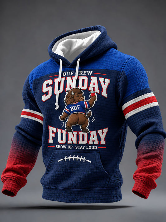 Men's Football Lover Buffalo Art Printed Hoodie
