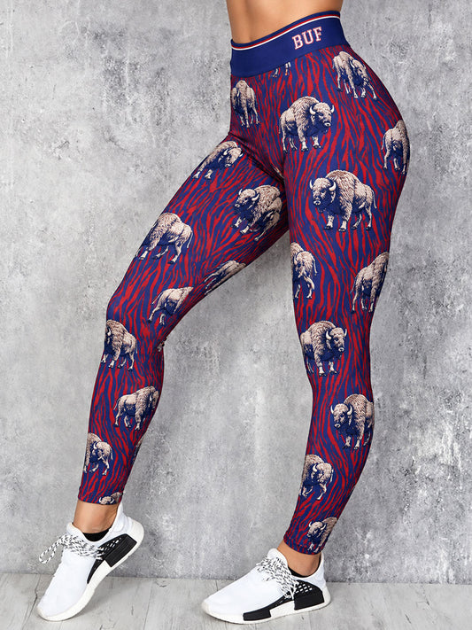 Women's Football Lover Buffalo Art Printed Leggings
