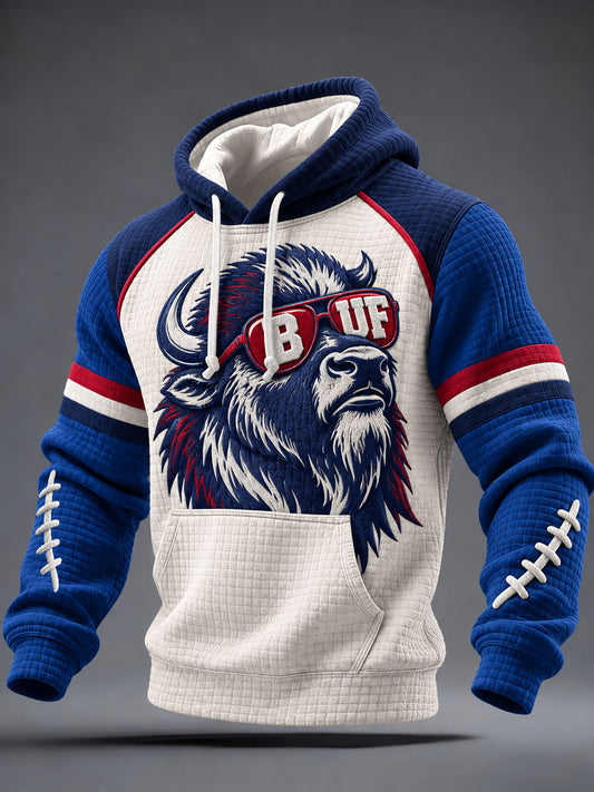 Men's Football Lover Buffalo Art Printed Hoodie