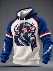 Men's Football Lover Buffalo Art Printed Hoodie