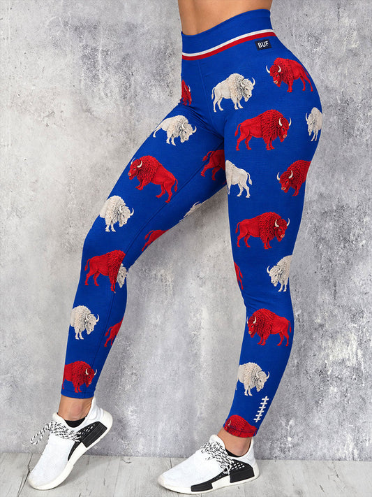 Women's Football Lover Buffalo Art Printed Leggings