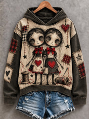 Women's Halloween Creepy Dolls Print Casual Hoodie