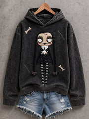Women's Halloween Creepy Dolls Print Casual Hoodie