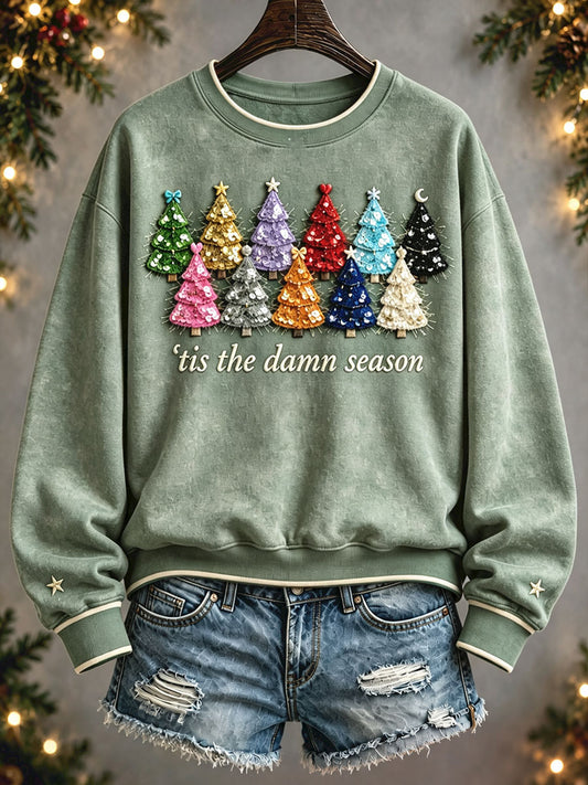 Women's Music Lover Christmas Art Prrinted Sweatshirt