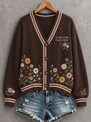 Women's Music Lover Floral Art Prrinted Cardigan