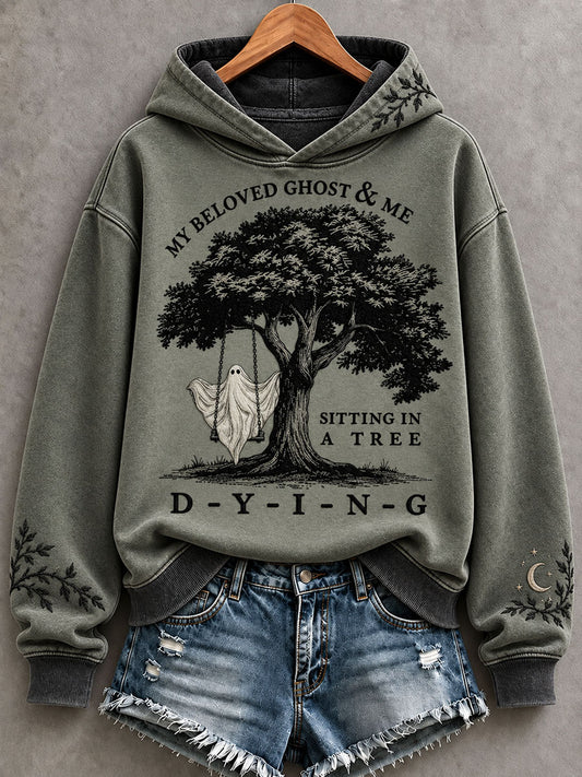 Women's Music Lover Halloween Art Prrinted Hoodie