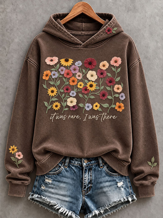 Women's Music Lover Floral Art Prrinted Hoodie