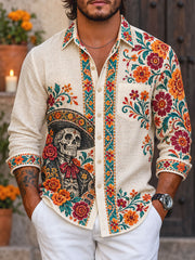 Women's Mexico Day of The Dead Floral Art Printed Shirt