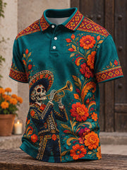 Women's Mexico Day of The Dead Floral Art Printed Casual Tops