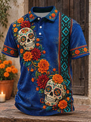 Women's Mexico Day of The Dead Floral Art Printed Casual Tops