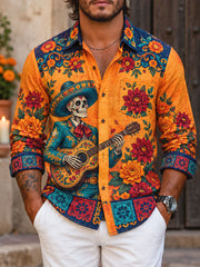 Women's Mexico Day of The Dead Floral Art Printed Shirt