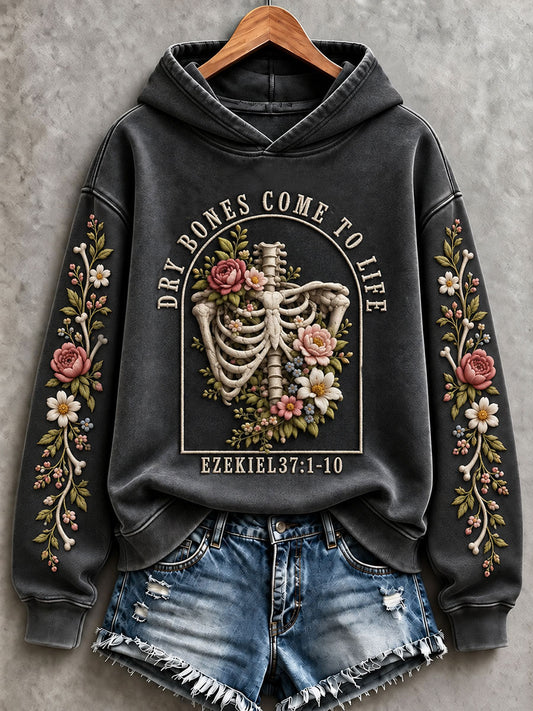 Women's  Halloween Gothic Style Dry Bones Come To Life Regular Sweatshirt