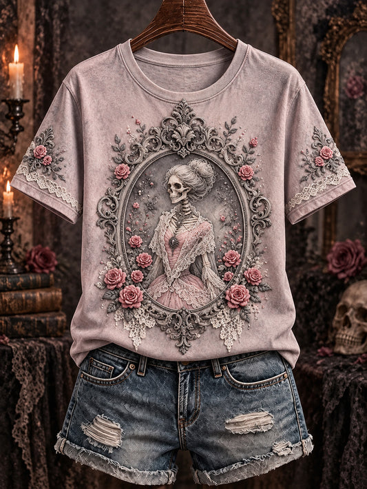 Halloween Gothic-style patterned casual short-sleeve T-shirt