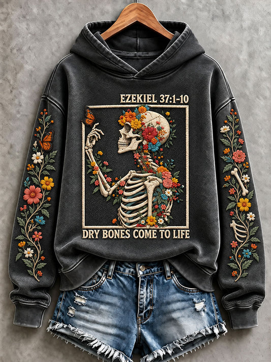 Women's  Halloween Gothic Style Dry Bones Come To Life Regular Sweatshirt