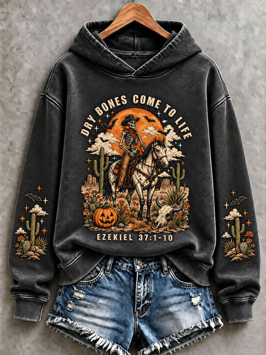 Women's  Halloween Gothic Style Dry Bones Come To Life Regular Sweatshirt