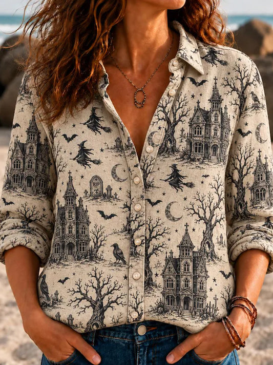 Women's Vintage Halloween Witch Raven Shirts