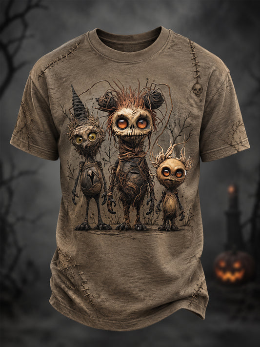 Men's Halloween Creepy Dolls Print Casual Tee