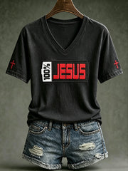 Women's faith-themed pattern-printed casual short-sleeved T-shirt