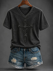 Women's Faith Printed V-neck T-shirt