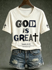 Women's faith-themed pattern-printed casual short-sleeved T-shirt