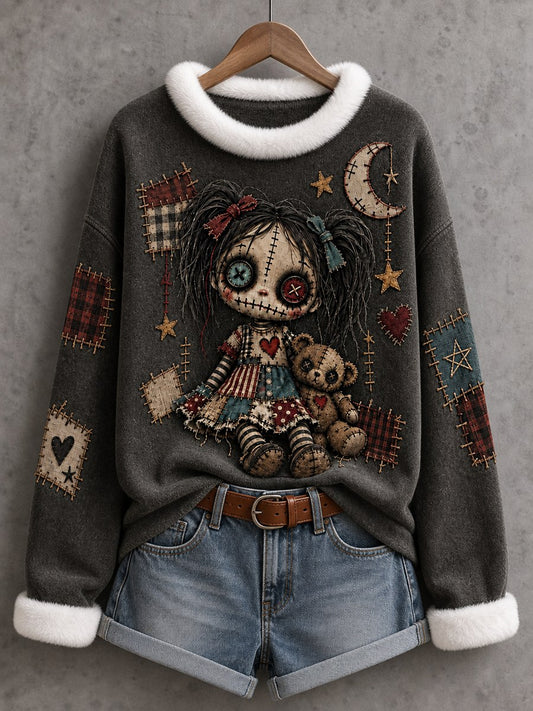 Women's Halloween Creepy Dolls Print Casual Top