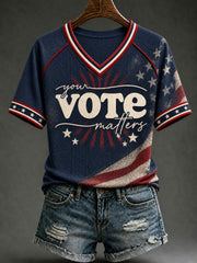 Women's Your Vote Matters Printed V-neck T-shirt