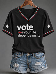 Women's Vote Print Casual Short-Sleeved T-Shirt
