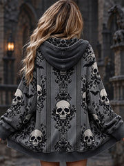 Women's Halloween Skull and Bat Print Jacket