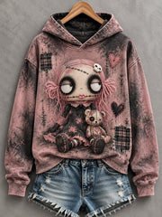 Women's Halloween Creepy Dolls Print Casual Hoodie