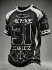 Men's Proverbs 31 Fearless Christian Jersey Print short sleeves t-shirt
