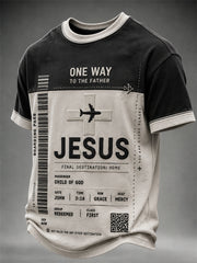 Men's One Way to Jesus Airfare Contrast Print short sleeves t-shirt