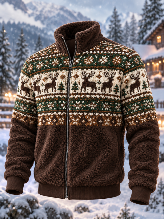 Men's Christmas Norwegian sweater pattern Flannel Jacket