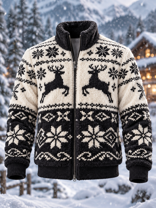 Men's Christmas Norwegian sweater pattern Flannel Jacket