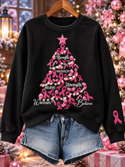 Women's Christmas Breast Cancer Print Sweatshirt