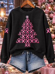 Women's Christmas Breast Cancer Print Sweatshirt