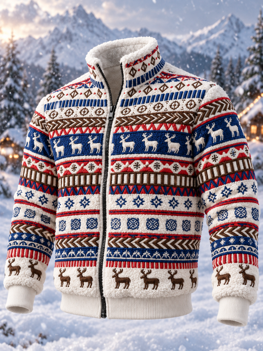 Men's Christmas Norwegian sweater pattern Flannel Jacket