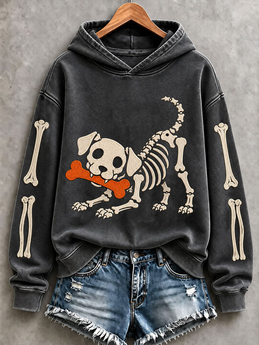 Women's Halloween Skeleton Dog Hoodies
