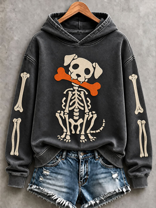 Women's Halloween Skeleton Dog Hoodies