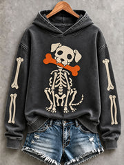 Women's Halloween Skeleton Dog Hoodies