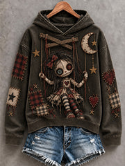 Women's Halloween Art Patchwork Print Casual Hoodie