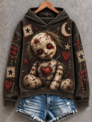 Women's Halloween Art Patchwork Print Casual Hoodie