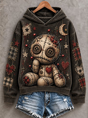 Women's Halloween Art Patchwork Print Casual Hoodie