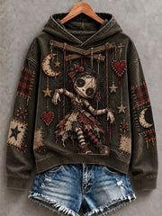 Women's Halloween Art Patchwork Print Casual Hoodie